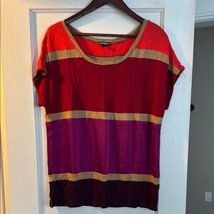 Express Women's Bold Colorblock Blouse - Red, Purple, Gold